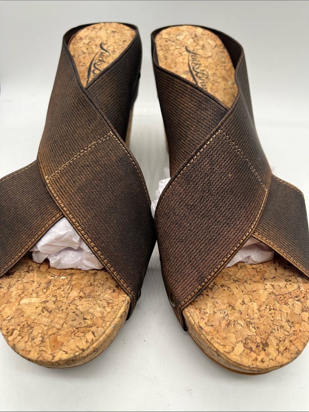 Lucky Brand Bronze - Brown Wedge Cork Sandals Sz 7.5 NWT - Picture 3 of 7